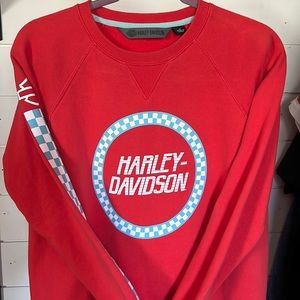 Harley Davidson Womens orange checkered sweatshirt